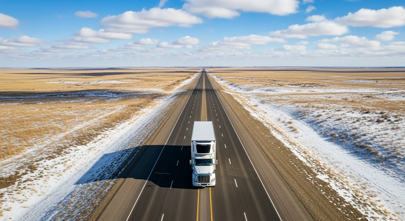 Reefer truck on a Canadian prairie highway